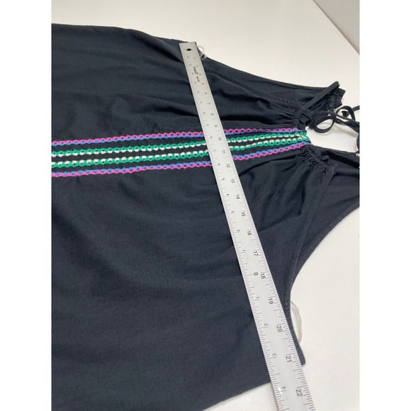 Knox Rose Black Embroidered Halter Neck Tank Top Women's Size L Boho Festival - Picture 8 of 9